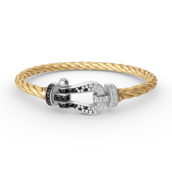 [BloomBling]FORCE LARGE HORSESHOE BLACK WHITE DIAMOND BRACELET SILVER