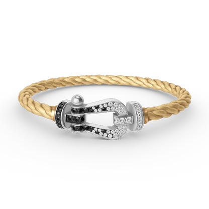 [BloomBling]FORCE LARGE HORSESHOE BLACK WHITE DIAMOND BRACELET SILVER