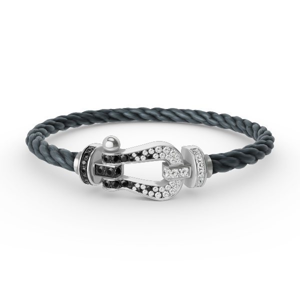 [BloomBling]FORCE LARGE HORSESHOE BLACK WHITE DIAMOND BRACELET SILVER