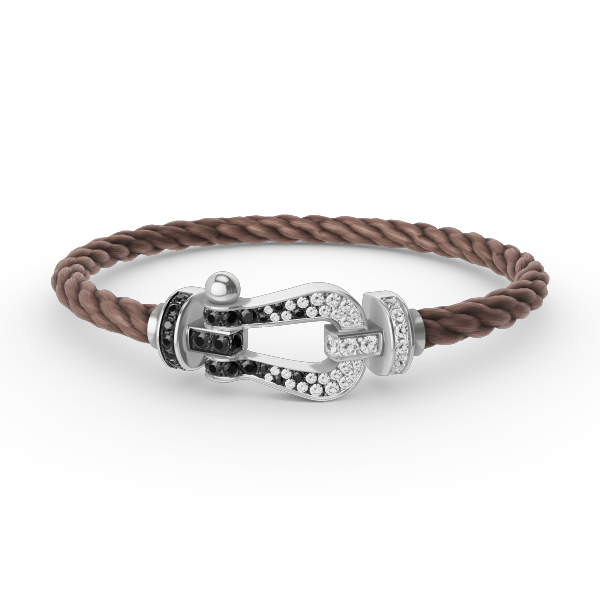 [BloomBling]FORCE LARGE HORSESHOE BLACK WHITE DIAMOND BRACELET SILVER