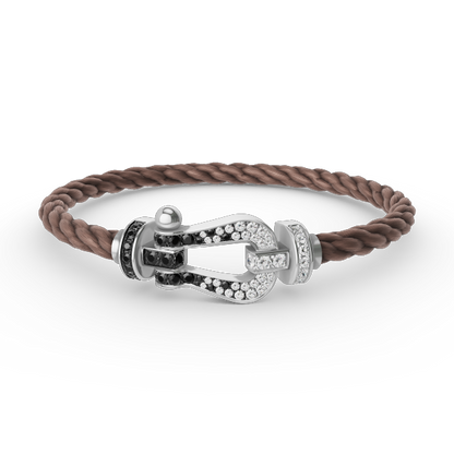 [BloomBling]FORCE LARGE HORSESHOE BLACK WHITE DIAMOND BRACELET SILVER