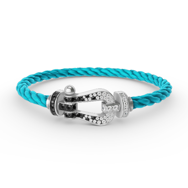 [BloomBling]FORCE LARGE HORSESHOE BLACK WHITE DIAMOND BRACELET SILVER