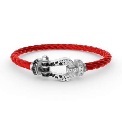 [BloomBling]FORCE LARGE HORSESHOE BLACK WHITE DIAMOND BRACELET SILVER