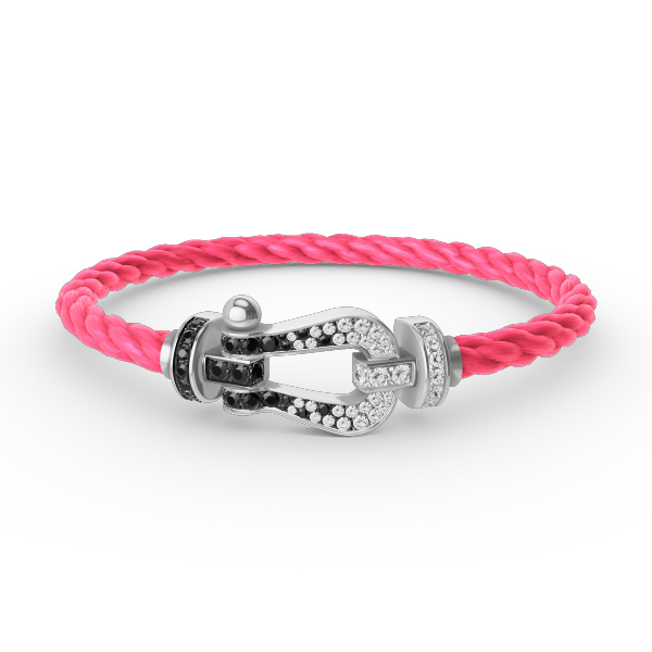 [BloomBling]FORCE LARGE HORSESHOE BLACK WHITE DIAMOND BRACELET SILVER