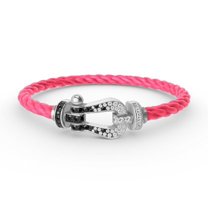 [BloomBling]FORCE LARGE HORSESHOE BLACK WHITE DIAMOND BRACELET SILVER