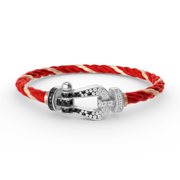 [BloomBling]FORCE LARGE HORSESHOE BLACK WHITE DIAMOND BRACELET SILVER