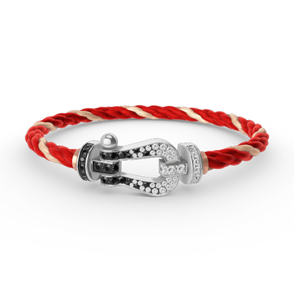 [BloomBling]FORCE LARGE HORSESHOE BLACK WHITE DIAMOND BRACELET SILVER