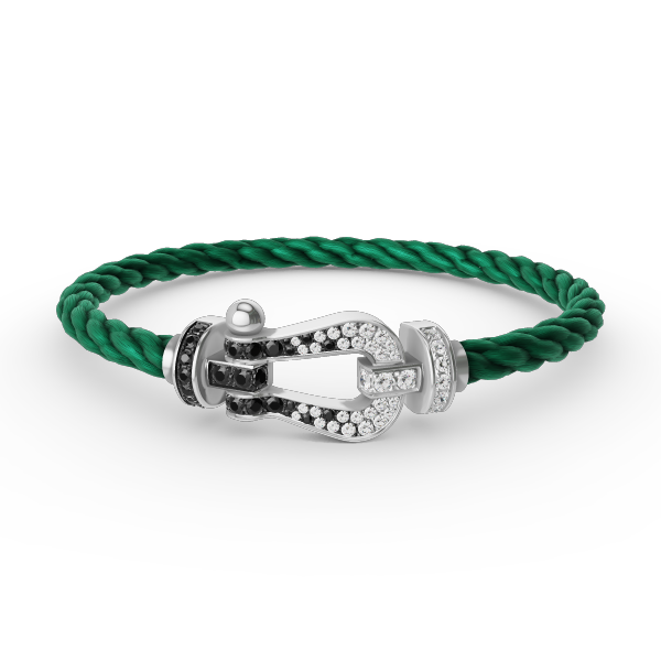 [BloomBling]FORCE LARGE HORSESHOE BLACK WHITE DIAMOND BRACELET SILVER