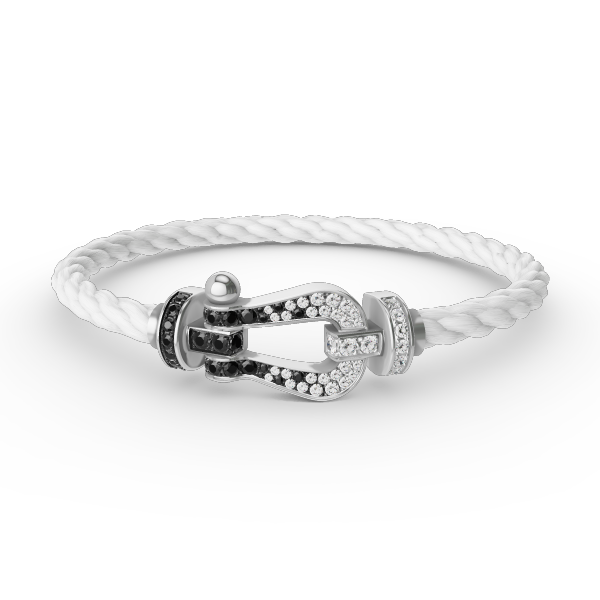 [BloomBling]FORCE LARGE HORSESHOE BLACK WHITE DIAMOND BRACELET SILVER