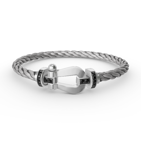 [BloomBling]FORCE LARGE HORSESHOE BLACK DIAMOND BRACELET SILVER
