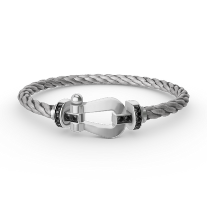 [BloomBling]FORCE LARGE HORSESHOE BLACK DIAMOND BRACELET SILVER