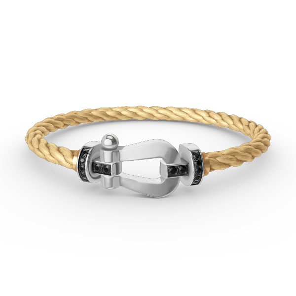 [BloomBling]FORCE LARGE HORSESHOE BLACK DIAMOND BRACELET SILVER