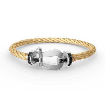 [BloomBling]FORCE LARGE HORSESHOE BLACK DIAMOND BRACELET SILVER