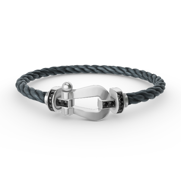 [BloomBling]FORCE LARGE HORSESHOE BLACK DIAMOND BRACELET SILVER