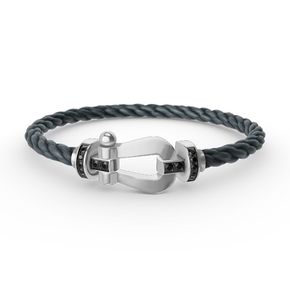 [BloomBling]FORCE LARGE HORSESHOE BLACK DIAMOND BRACELET SILVER
