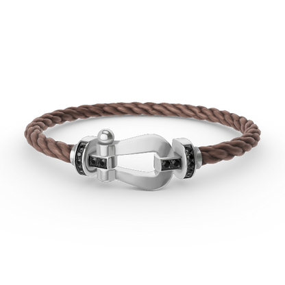 [BloomBling]FORCE LARGE HORSESHOE BLACK DIAMOND BRACELET SILVER