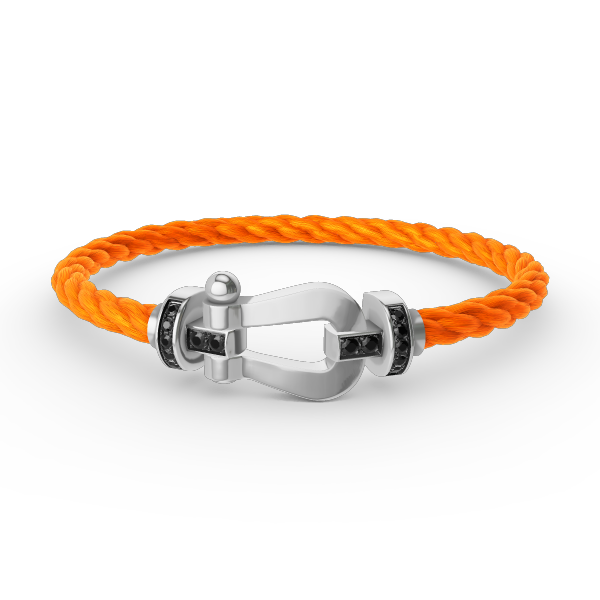 [BloomBling]FORCE LARGE HORSESHOE BLACK DIAMOND BRACELET SILVER