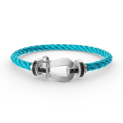 [BloomBling]FORCE LARGE HORSESHOE BLACK DIAMOND BRACELET SILVER