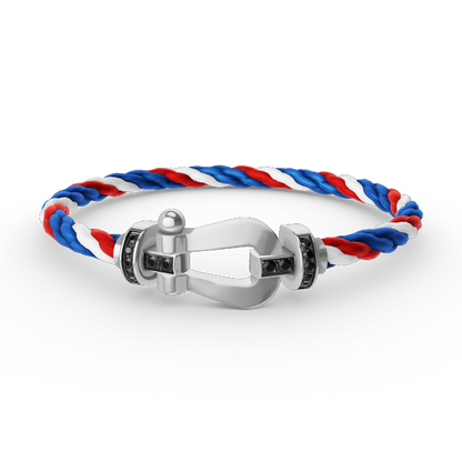 [BloomBling]FORCE LARGE HORSESHOE BLACK DIAMOND BRACELET SILVER