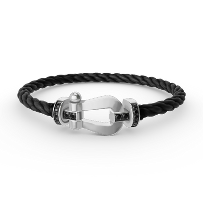 [BloomBling]FORCE LARGE HORSESHOE BLACK DIAMOND BRACELET SILVER