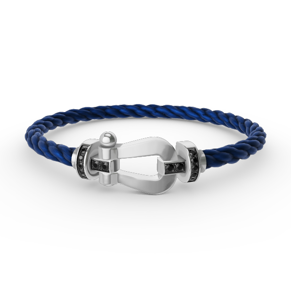 [BloomBling]FORCE LARGE HORSESHOE BLACK DIAMOND BRACELET SILVER