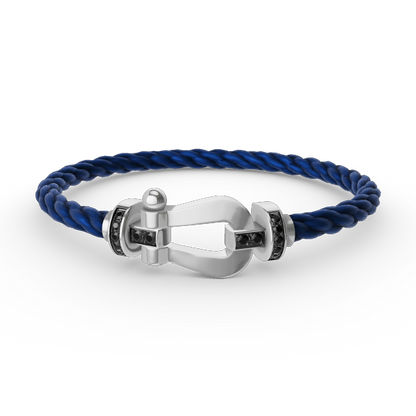 [BloomBling]FORCE LARGE HORSESHOE BLACK DIAMOND BRACELET SILVER
