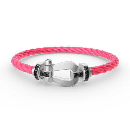 [BloomBling]FORCE LARGE HORSESHOE BLACK DIAMOND BRACELET SILVER