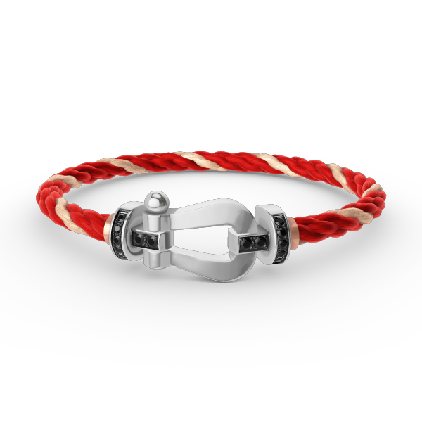 [BloomBling]FORCE LARGE HORSESHOE BLACK DIAMOND BRACELET SILVER