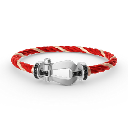 [BloomBling]FORCE LARGE HORSESHOE BLACK DIAMOND BRACELET SILVER