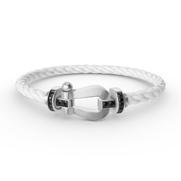 [BloomBling]FORCE LARGE HORSESHOE BLACK DIAMOND BRACELET SILVER