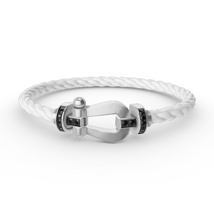 [BloomBling]FORCE LARGE HORSESHOE BLACK DIAMOND BRACELET SILVER