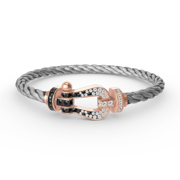 [BloomBling]FORCE LARGE HORSESHOE BLACK WHITE DIAMOND BRACELET ROSE GOLD