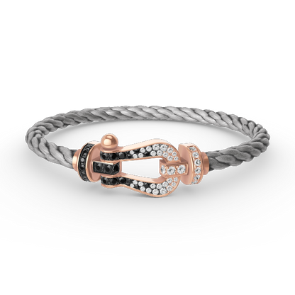 [BloomBling]FORCE LARGE HORSESHOE BLACK WHITE DIAMOND BRACELET ROSE GOLD