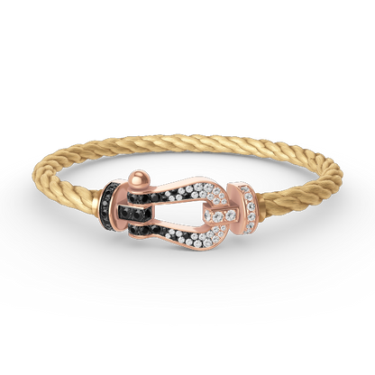 [BloomBling]FORCE LARGE HORSESHOE BLACK WHITE DIAMOND BRACELET ROSE GOLD