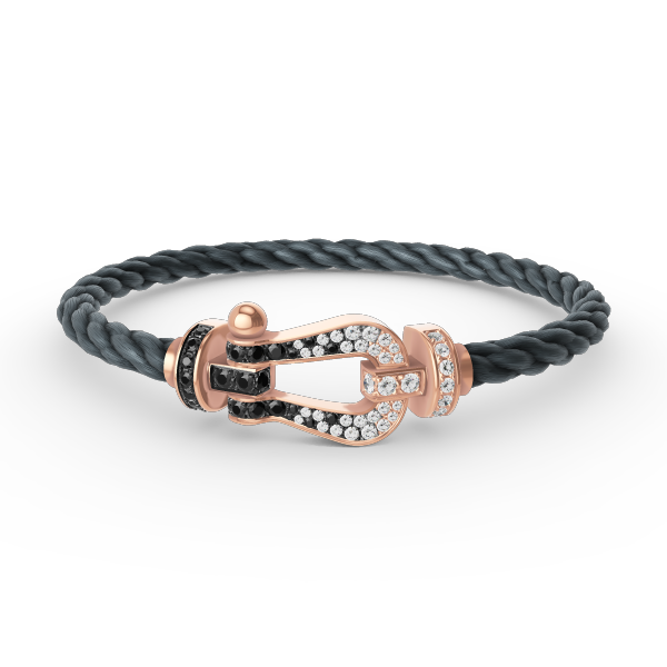[BloomBling]FORCE LARGE HORSESHOE BLACK WHITE DIAMOND BRACELET ROSE GOLD