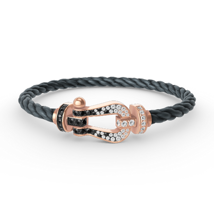 [BloomBling]FORCE LARGE HORSESHOE BLACK WHITE DIAMOND BRACELET ROSE GOLD