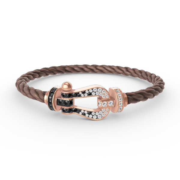 [BloomBling]FORCE LARGE HORSESHOE BLACK WHITE DIAMOND BRACELET ROSE GOLD