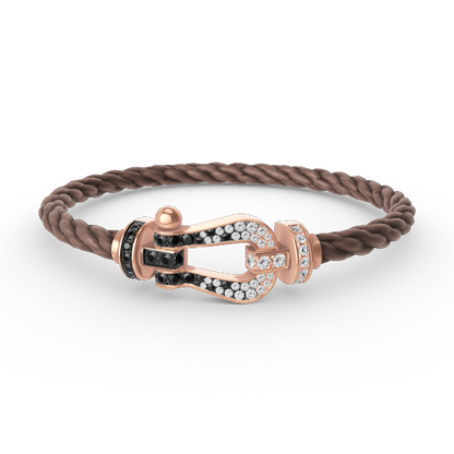 [BloomBling]FORCE LARGE HORSESHOE BLACK WHITE DIAMOND BRACELET ROSE GOLD