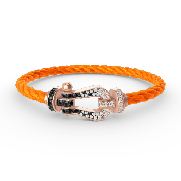[BloomBling]FORCE LARGE HORSESHOE BLACK WHITE DIAMOND BRACELET ROSE GOLD