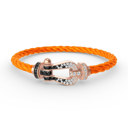 [BloomBling]FORCE LARGE HORSESHOE BLACK WHITE DIAMOND BRACELET ROSE GOLD