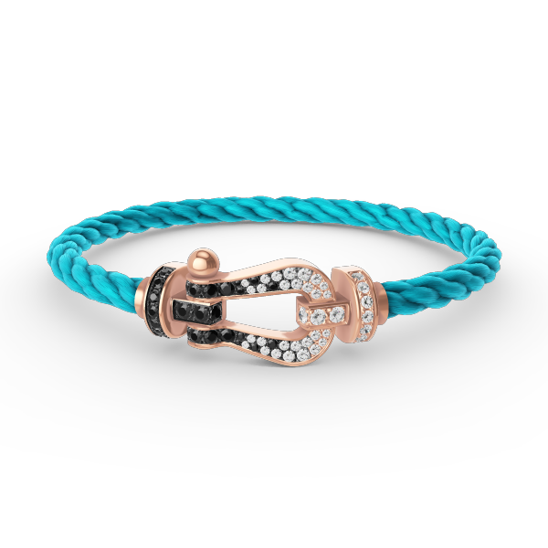 [BloomBling]FORCE LARGE HORSESHOE BLACK WHITE DIAMOND BRACELET ROSE GOLD