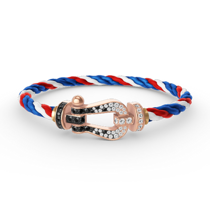 [BloomBling]FORCE LARGE HORSESHOE BLACK WHITE DIAMOND BRACELET ROSE GOLD