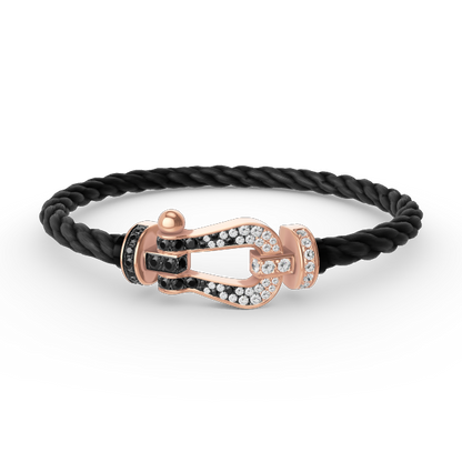 [BloomBling]FORCE LARGE HORSESHOE BLACK WHITE DIAMOND BRACELET ROSE GOLD
