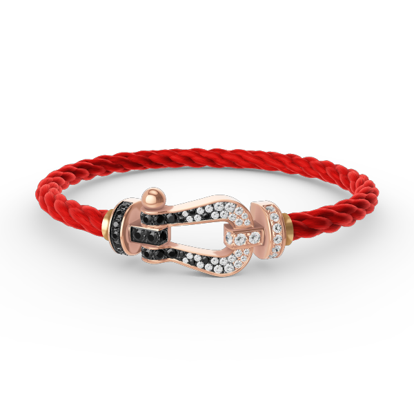 [BloomBling]FORCE LARGE HORSESHOE BLACK WHITE DIAMOND BRACELET ROSE GOLD
