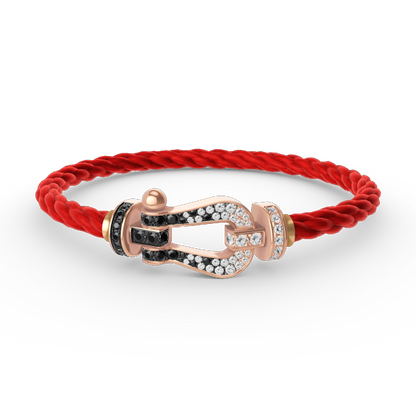 [BloomBling]FORCE LARGE HORSESHOE BLACK WHITE DIAMOND BRACELET ROSE GOLD