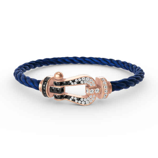 [BloomBling]FORCE LARGE HORSESHOE BLACK WHITE DIAMOND BRACELET ROSE GOLD