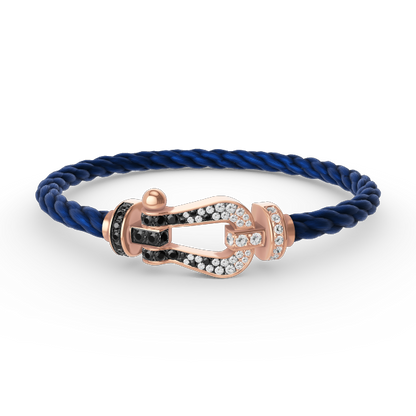 [BloomBling]FORCE LARGE HORSESHOE BLACK WHITE DIAMOND BRACELET ROSE GOLD