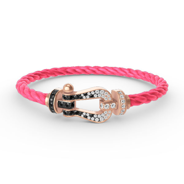 [BloomBling]FORCE LARGE HORSESHOE BLACK WHITE DIAMOND BRACELET ROSE GOLD