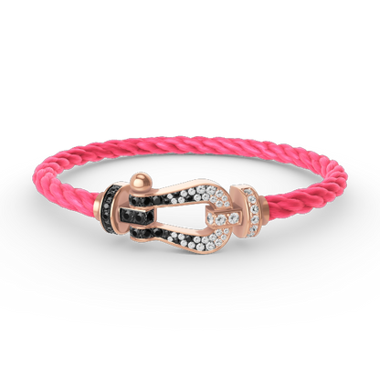 [BloomBling]FORCE LARGE HORSESHOE BLACK WHITE DIAMOND BRACELET ROSE GOLD