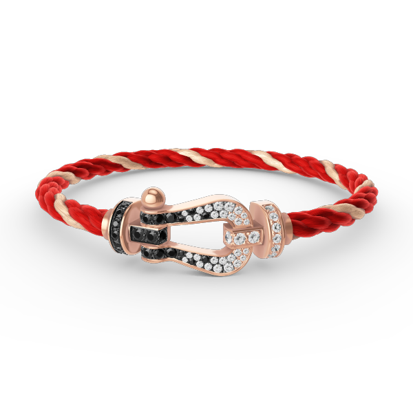 [BloomBling]FORCE LARGE HORSESHOE BLACK WHITE DIAMOND BRACELET ROSE GOLD